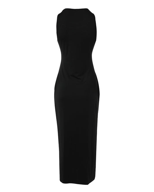 Rhinestone Sleeveless Ruched Asymmetrical Casual Dress