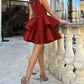 Lace V Neck Sleeveless Zipper Design Cinched Waist A Line Mini Dress Elegant Party Dress