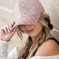 Light Pink Checkered Print Adjustable Baseball Cap