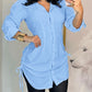 Side Drawstring Shirred Shirt Dress