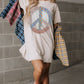 White Floral Peace Sign Graphic T Shirt Dress