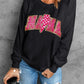 Black MAMA Shiny Graphic Pullover Sweatshirt