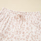Beige Cheetah V Neck Tee and Pants Lounge Set