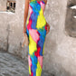 Colorblock Tie Dye Print Cami Dress