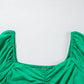 Bright Green Ruched Front Puff Sleeve Plus Size Long Dress