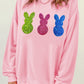 Pink Easter Bunny Patched Drop Shoulder Sweatshirt