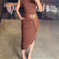 High Neck Sleeveless Side Slit Dress With Pocket(With Belt)