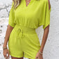 Cold Shoulder Drawstring Shirred Romper