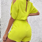 Cold Shoulder Drawstring Shirred Romper