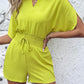 Cold Shoulder Drawstring Shirred Romper