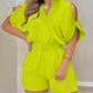 Cold Shoulder Drawstring Shirred Romper
