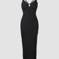 Casual Sleeveless Hollow Out Bodycon Dress Side High Slit Slim Fit Party Slip Dresses