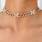 Gold Butterfly Rhinestone Chain Choker Necklace