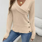 Shawl Collar Button Decor Knit Sweater