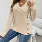 Shawl Collar Button Decor Knit Sweater