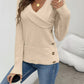 Shawl Collar Button Decor Knit Sweater