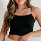 Black Spaghetti Strap Skinny Fit Cropped Tank Top