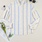 Sky Blue Stripe Drop Shoulder Bubble Sleeve Loose Shirt