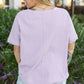 Orchid Petal Waffle Knit Short Sleeve Patched Pocket Plus Size Top