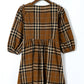 Brown Plaid Pattern Empire Waist Babydoll Dress