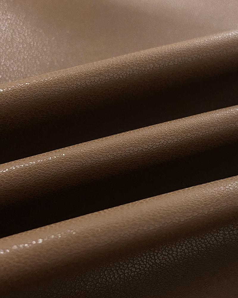 PU Leather Wrap Lace Up Casual Mid Length Skirt Work Skirt