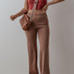 Straw Yellow High Waist Straight Leg Knitted Pants