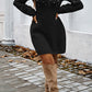 Black Pearl Beaded High Neck Bodycon Sweater Dress