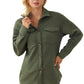 Green Retro Quilted Flap Pocket Button Shacket
