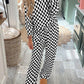 Black Checkered Print Long Sleeve Top and Pants Lounge Set