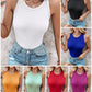 O Neck Sleeveless Basic Slim Fit Skinny Tank Casual Top(Without Pads)