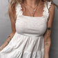 White Crinkled Ruffled Straps Peplum Babydoll Tank Top