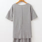 Gray Solid Color Waffle Knit T Shirt and Shorts Set
