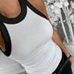 Contrast Binding Tank Tops Summer Sleeveless Basic Cami Top Shirt Slim Knit Ribbed Racerback Blouses