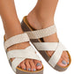 Beige Braided Detail Criss Cross Platform Slippers