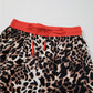 Brown Animal Print Color Contrast Edge Loose Fit Pants Set