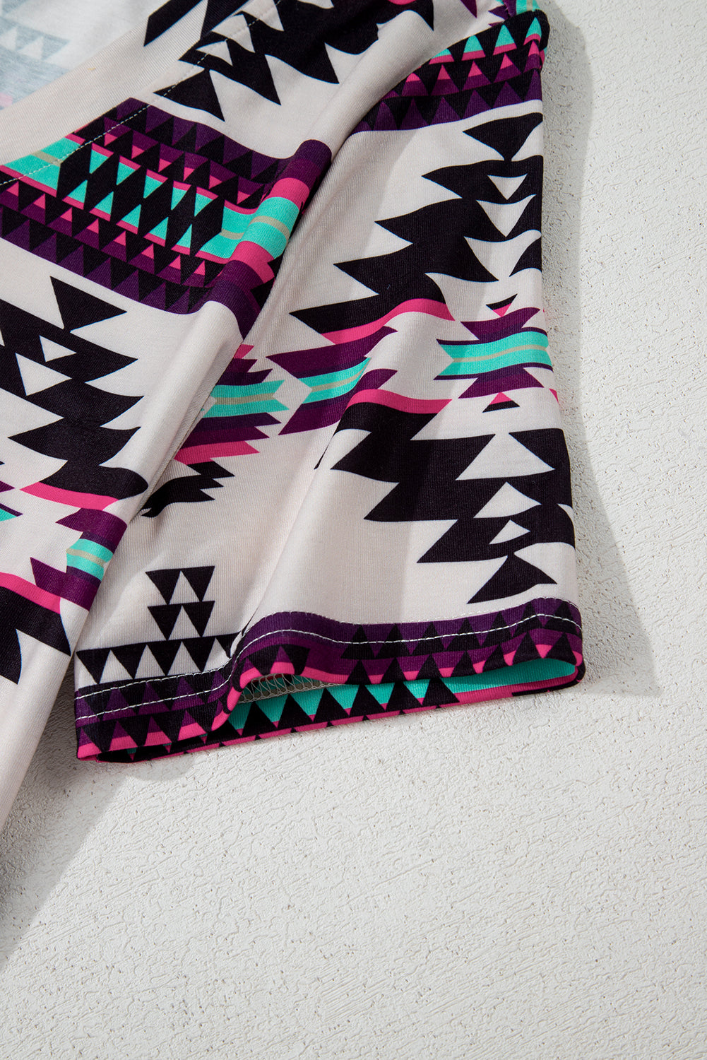 Beige Western Aztec Printed Long T-shirt Dress