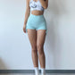 Ruched Drawstring High Waist Active Shorts
