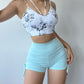 Ruched Drawstring High Waist Active Shorts