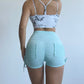 Ruched Drawstring High Waist Active Shorts