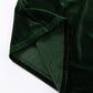 Blackish Green Mock Neck Puff Sleeve Velvet Blouse
