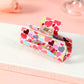 Racing Red Valentines Heart Print Hollow Out Square Hair Claw Clip