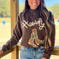 Coffee Western Howdy Boot Graphic High Neck Sweater