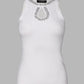 Rhinestone Contrast Sequin Keyhole Neck Sleeveless Slim Fit Elasticity Ribbed Top Elegant Tank