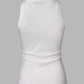 Rhinestone Contrast Sequin Keyhole Neck Sleeveless Slim Fit Elasticity Ribbed Top Elegant Tank