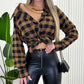 Plaid Pattern Button Down Shirts Long Sleeve Shackets Casual Blouse Top