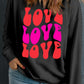 Black LOVE LOVE LOVE Valentines Graphic Plus Size Sweatshirt