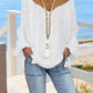 Polka Dot Print Tassel Design Lantern Sleeve Dip Hem Blouse Casual Top