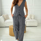 Striped Asymmetrical Vest Top & Cuffed Pants Set