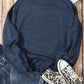 Sky Blue Drop Shoulder Crew Neck Pullover Sweatshirt