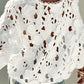 3D Flower Hollow Out Lace Trim V Neck Blouse Casual Loose Fit Top